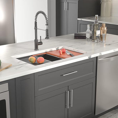Dcolora 33" Black Undermount Kitchen Sink Workstation NANO-PVD Kitchen Sinks with Ledge Round Corner 16 Gauge Stainless Steel Single Bowl Basin, Gunmetal Black 33"x19’x10", DC-U7706