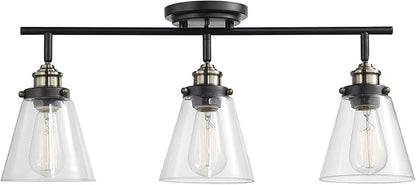 Globe Electric 59629 Jackson 3 Track Lighting, Dark Bronze, Antique Brass Accents