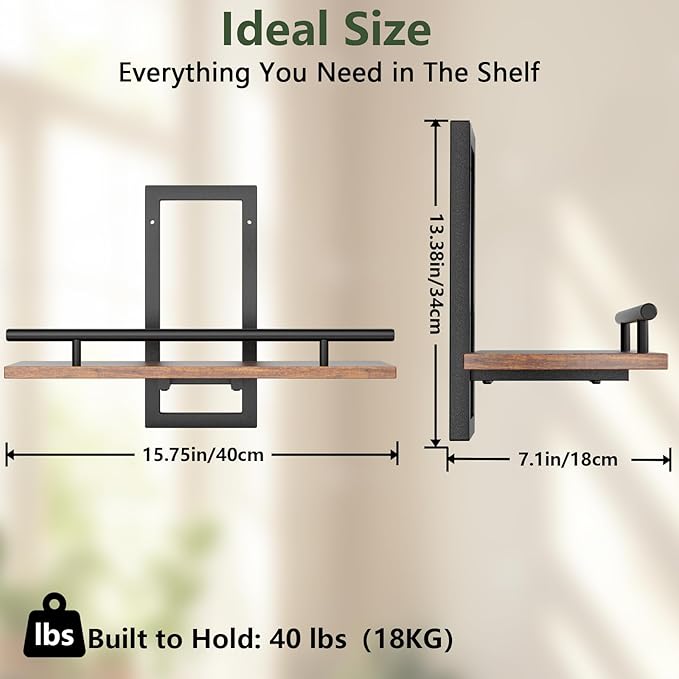 Sbosbo Floating Shelves for Wall to Hold Plants and Small Decor, 15.8 Inch Wall Mounted Shelves Set of 3, Easy to Mount Book Shelf for Bedroom, Living Room, Bathroom, Kitchen, Rustic Brown