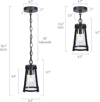 KSANA Pendant Light Kitchen Island, Black Pendant Hanging Light with Seeded Glass Farmhouse Rustic Pendant Light Fixtures for Dining Room Hallway