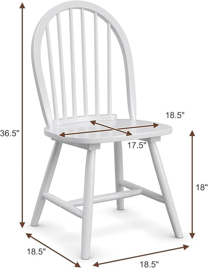 SIMOE White Windsor Dining Chairs Set of 4, Spindle Back Wood Kitchen Chairs with Solid Wood Legs, Mid-Century Modern Side Dining Chair for Living Dining Room, Restaurant