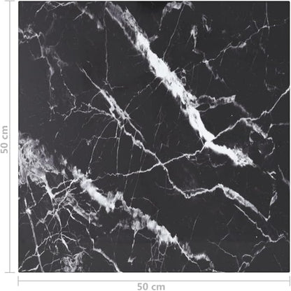Tempered Glass Tabletop 19.7” Square Black Marble Design Durable Countertop for Coffee Dining Side Tables Indoor Living Room Bedroom