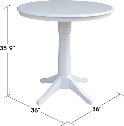 International Concepts 36" Round Top Pedestal Table-34.9" H, White