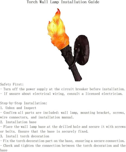 MIXL- Creative Outdoor Torch Wall Light Fixtures, Retro Torch Wall Decorative Light for Corridor,House Doorway,Garage Doorway&Patio Doorway(Torch)