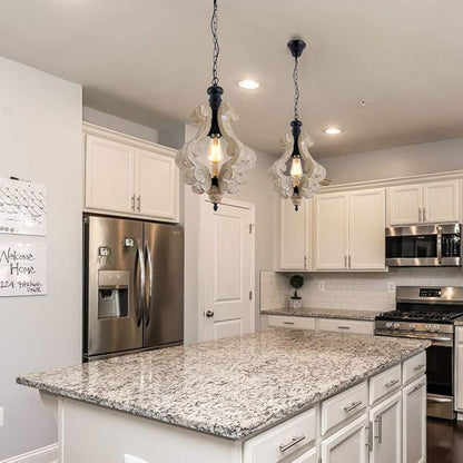 Kitchen Light Fixtures,Farmhouse Pendant Light Single Adjustable Rustic Wooden Hanging Island Chandelier