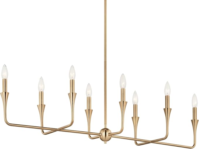 Kichler Alvaro 8-Light Linear Chandelier, Soft Modern Light in Champagne Bronze, for Dining Room or Kitchen (24.25" x 11.5" x 45.5"), 52693CPZ