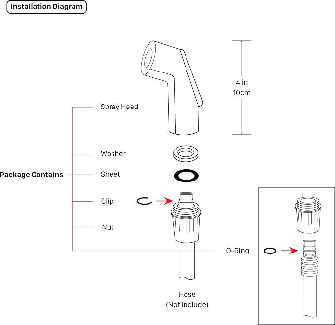 Universal Fit Sink Spray Attachment, Kitchen Side Sprayer Head, Pull Out Spray Head, Faucet Sprayer Replacement, Chrome
