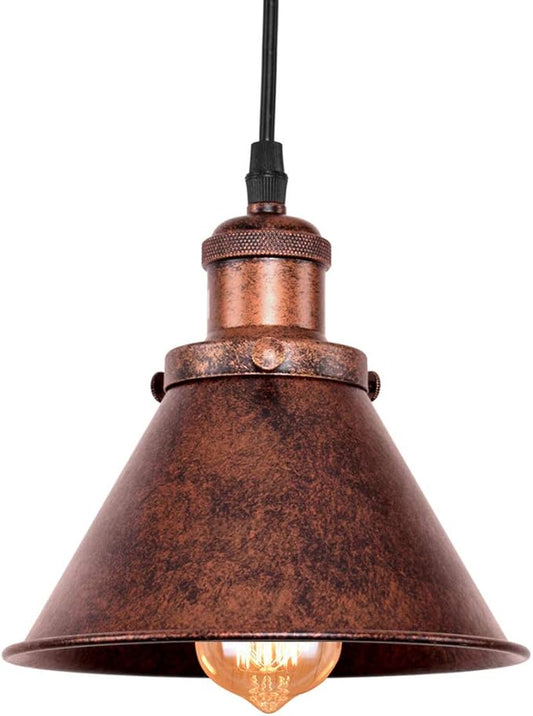 Lingkai Farmhouse Pendant Light Rustic Cone Shade Mounted Fixture Hanging Ceiling Lamp Antique Painted Vintage Finish Small Light