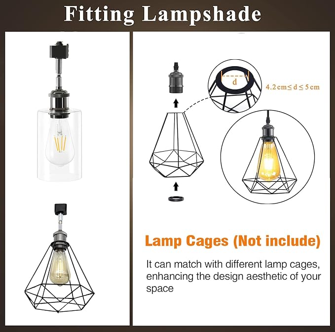E26 Track Light Heads H Type Track Lighting Heads Direction Adjustable LED Track Lights Fixture Dimmable for Kitchen, Retro Vintage Style, Bulbs Not Included - Pack of 4(Pear Black)