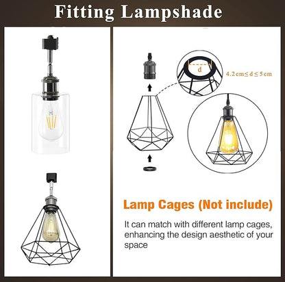 E26 Track Light Heads H Type Track Lighting Heads Direction Adjustable LED Track Lights Fixture Dimmable for Kitchen, Retro Vintage Style, Bulbs Not Included - Pack of 4(Pear Black)