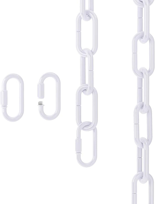 6 Feet Industrial White Light Fixture Chain, Adjustable Metal Pendant Chandelier Chain Extension with Detachable Link, Maximum Load is 66 Pounds