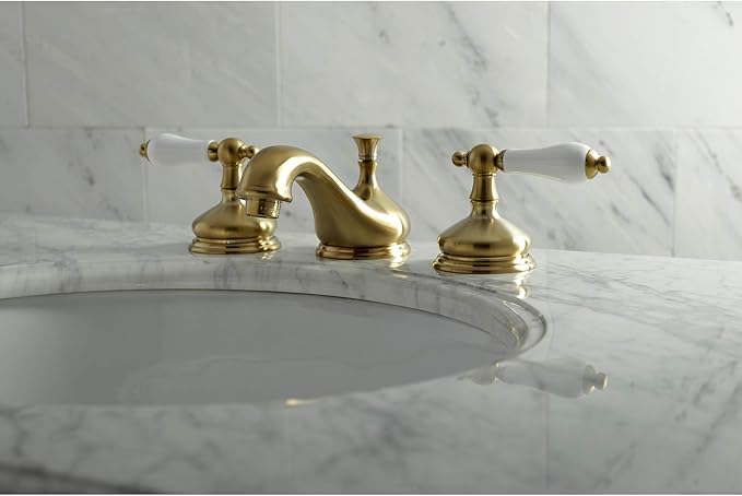 Kingston Brass KS1167PL 8 in. Widespread Bathroom Faucet, Brushed Brass