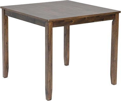 JOSHEN 34" Solid Wood Dining Table, Island Table with Square Top, Rustic Dining Tables with Stable Frame for Kitchen, Walnut