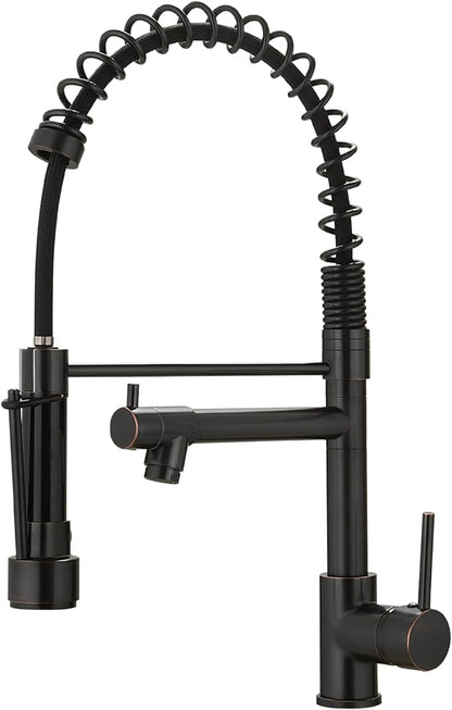 Oil Rubbed Bronze Kitchen Faucet,AIMADI Commercial Style Spring Kitchen Sink Faucet,Modern Single Handle Single Hole Kitchen Faucets with Pull Down Sprayer