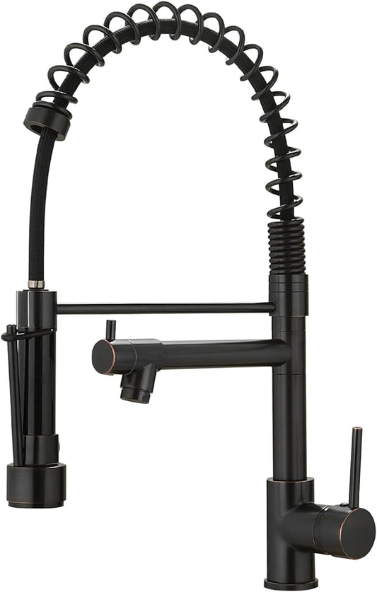 Oil Rubbed Bronze Kitchen Faucet,AIMADI Commercial Style Spring Kitchen Sink Faucet,Modern Single Handle Single Hole Kitchen Faucets with Pull Down Sprayer