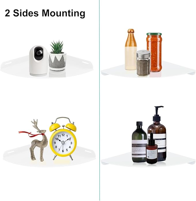Corner Shelves wall Mounted Home Decor Floating Shelves (White)