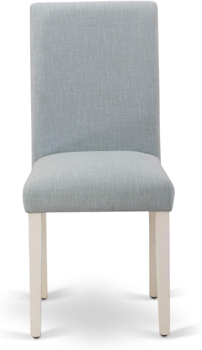 East West Furniture ABP0T15 Abbott Parson Dining Chairs - Baby Blue Linen Fabric Upholstered Chairs, Set of 2, Linen White