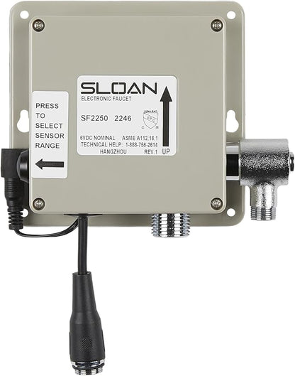 Sloan SF-2350 Sensor Activated Touch-Free Faucet, Commercial Grade with Mounting Hardware - 0.5 GPM Battery-Powered Deck-Mounted Mid Integrated Base Body with Below Deck Mixer, 3362118