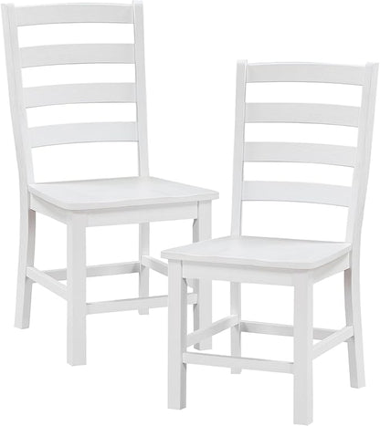 Lexicon Farmhouse Dining Chairs Set of 2, Kitchen Dining Chairs with Sturdy Solid Wood Frame, Legs, Footrest, High Ladder Back, Comfortable Classic Wooden Armless Side Seat, Easy Assembly, White