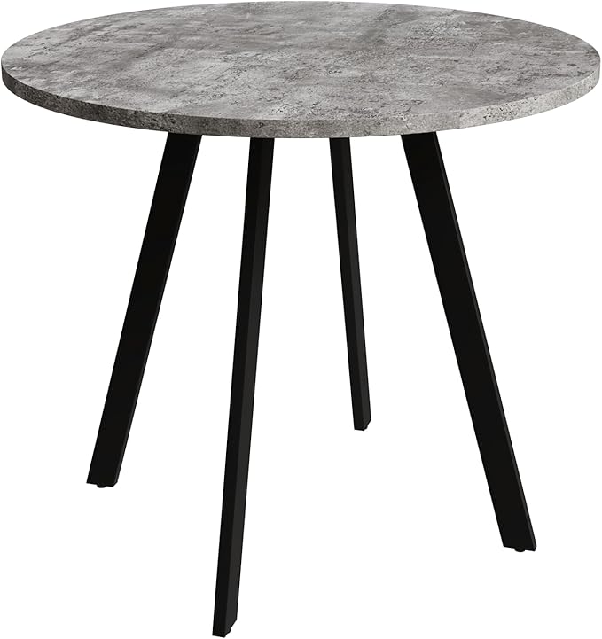BROVAVE 34" Industrial Dining Table, Island Table with Triangular Iron Base, Rustic Dining Table with Easy-Clean Surface for Kitchen Office, Gray