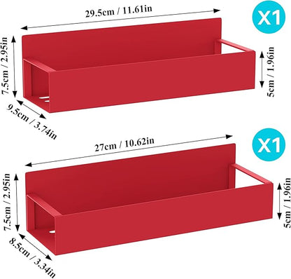 HuggieGems 2 Pack Magnetic Spice Storage Rack Organizer for Refrigerator and Oven, Red Fridge Organizers and Storage