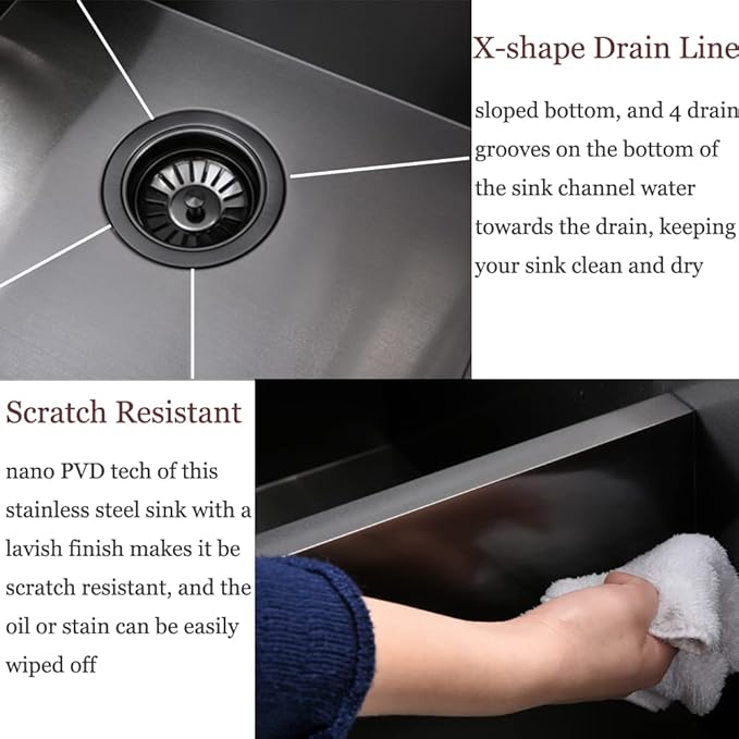 33 Inch Black Double Bowl Drop In Kitchen Sink-Bokaiya 33x22 Drop In Kitchen Sink 50/50 Double Bowl 16 Gauge Deep Low Divided Stainless Steel Basin with Roll Up Rack