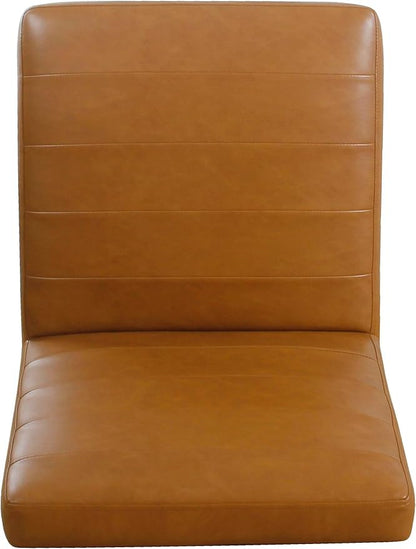 HomePop Channeled Metal Dining Chair | HomePop Home Décor | Single Pack - Caramel Brown Faux Leather