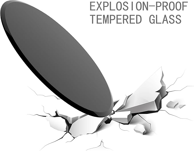 Tempered Glass Table Top Round Black Table Surface 3/8'' Thick Beveled Edge Multipurpose for Dining, Coffee, Restaurant and End Table (3/8" Thick - Beveled Edge, 24 inch-Black)