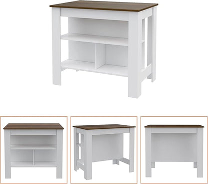 GOWE Brooklyn Kitchen Island, Three Concealed Shelves