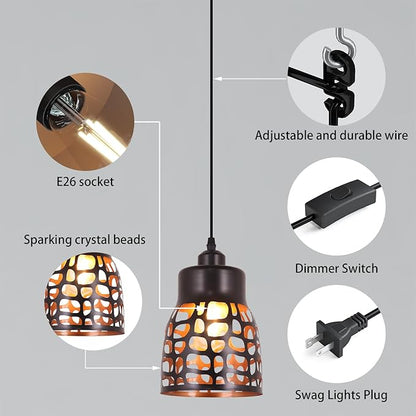 baunoisk Pendant Light Industrial Vintage Pendant Lamp Retro Farmhouse Ceiling Hanging Light Fixture Black Metal Creative Geometric Diamond Shade Pendant Lighting for Kitchen Island