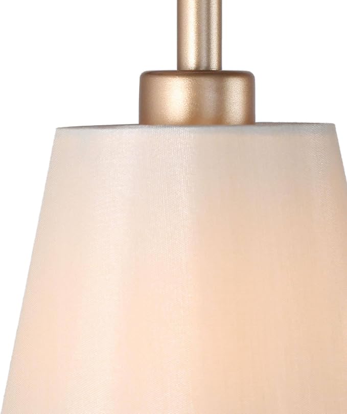 KSANA Brushed Gold Chandelier, Modern 3-Lights Linear Island Light Fixtures with Fabric Shades for Dining Room, Foyer, Bedroom and Living Room