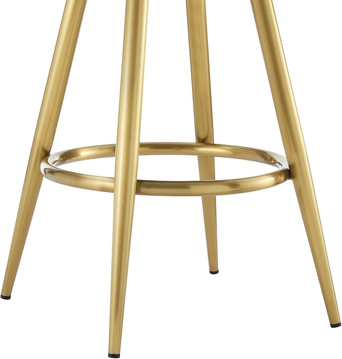 Armen Living Justin Modern Farmhouse 30" Seat Height Swivel Bar Stool with Anchor Gray Fabric and Gold Brushed Stainless Steel Legs for Kitchen Island Counter