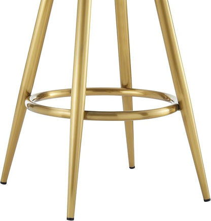 Armen Living Justin Modern Farmhouse 30" Seat Height Swivel Bar Stool with Silver Fabric and Gold Brushed Stainless Steel Legs for Kitchen Island Counter