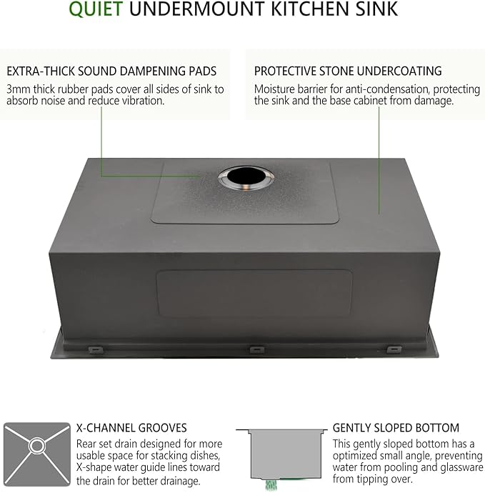 33 Inch Black Drop In Kitchen Sink, Swift Horse 33x22 Inch 16-Gauge Black Stainless Steel Single Bowl Workstation Kitchen Sinks with Accessories for Kitchen Remodel
