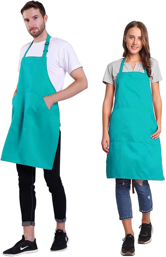 BIGHAS Adjustable Bib Apron with Long Ties for Women Men 18 Colors Chef Kitchen Cooking