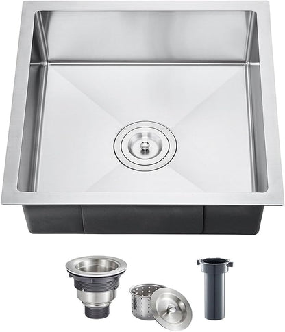 20x16 Inch Undermount Kitchen Sink, Brushed Stainless Steel Compact Sink for Small Kitchen & Bar, 6 inch Deep Wet Bar Sink Single Basin Bowl
