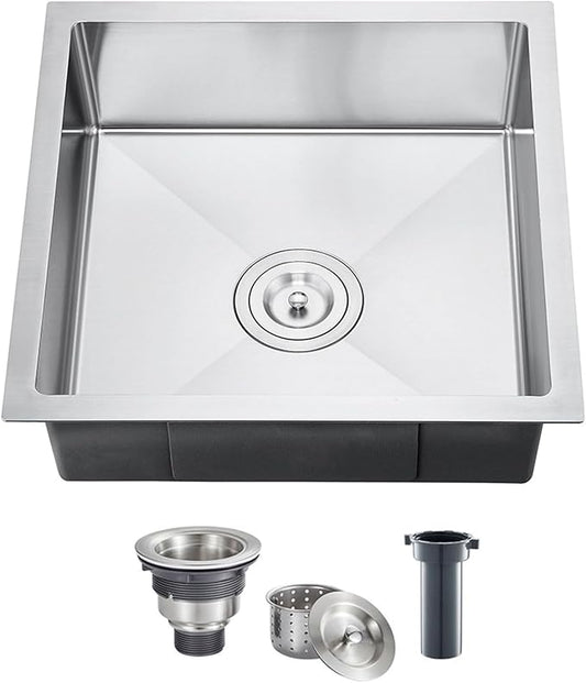 20x16 Inch Undermount Kitchen Sink, Brushed Stainless Steel Compact Sink for Small Kitchen & Bar, 6 inch Deep Wet Bar Sink Single Basin Bowl