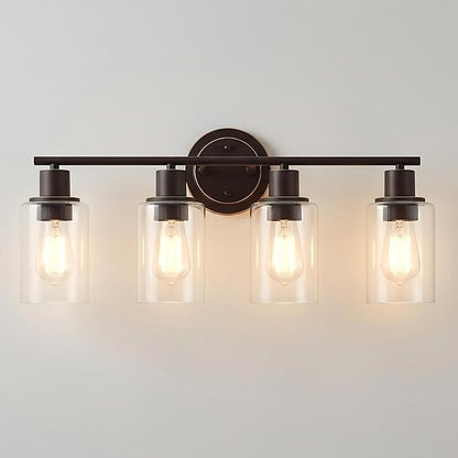 4-Light Oil Rubbed Bronze Bathroom Lighting Fixtures Over Mirror 4-Light Bathroom Vanity Light Oil Rubbed Bronze Vanity Wall Sconce Over Sink