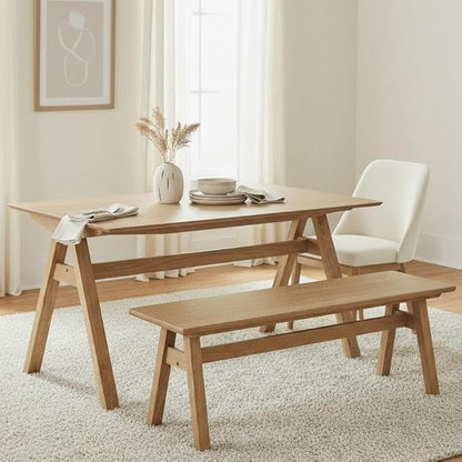 LukeAlon Solid Wood Dining Table 4-6-Seater 59" Large Farmhouse Kitchen Table, Heavy Duty Rustic Style, Natural Wood Dining Room Table for Home, Easy Assembly, Log