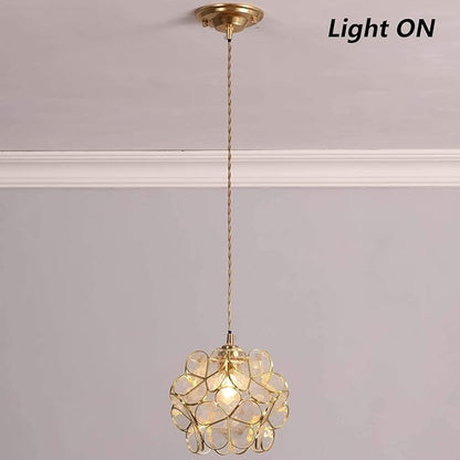 Bieye L10744 Petals Tiffany Style Stained Glass Ceiling Pendant Light with 8-inch Wide Lampshade (Clear, 8" Cherry Blossom)