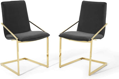 Modway Pitch Performance Velvet Armchair, 2 pcs - Dining Chairs, Gold Black