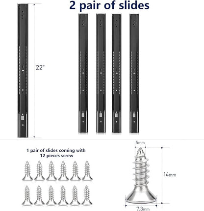Ravinte 12 Inch Soft Close Drawer Slides 2 Pairs 4 Pack Black Full Extension Ball Bearing Drawer Glide Side Mount