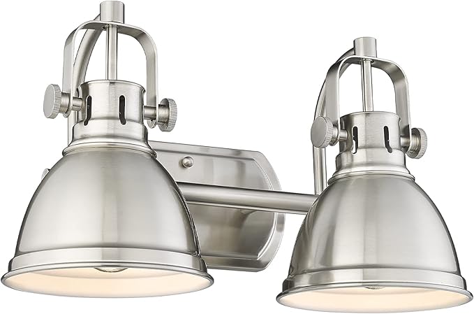 Emliviar 2-Light Vanity Lights, Modern Bathroom Light Fixture with Metal Shade, Brushed Nickel Finish, 4054-2W BN