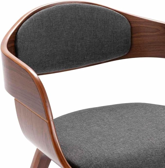 Scandinavian Dining Chair Set of 2, Gray Fabric Seat & Bentwood Frame, 18.2" Legs, 15.4" Seat Depth, 242.5 lb Capacity, Modern Accent Chairs for Dining Room, Kitchen, Living Room