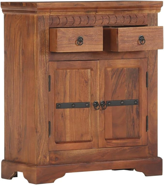 Acacia Wood Sideboard 11.8"x24.8"x29.5", 2 Drawer 2 Door Buffet Console for Living/Dining/Kitchen