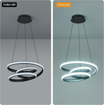 Modern Pendant Lights Black Pendant Light Irregular Streamline LED Chandelier Adjustable Height Pendant Lighting for Kitchen Island Dining Room Bedroom Living Room Corridor Hallway Foyer