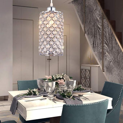 Modern Crystal Pendant Lighting Hanging Pendant Lighting Fixture Adjustable Ceiling Light for Kitchen Dining Room Bedroom Kitchen Island (Silver)