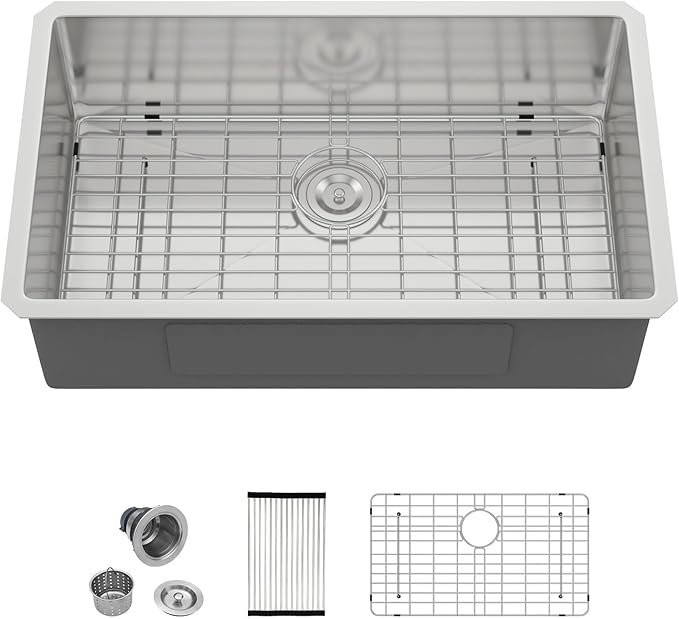 30 Kitchen Sink - Oumuch 30x18 Undermount Sinks 16 Gauge Stainless Steel Kitchen Sinks Single Bowl Sink Under Counter Basin for Kitchens