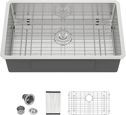 30 Kitchen Sink - Oumuch 30x18 Undermount Sinks 16 Gauge Stainless Steel Kitchen Sinks Single Bowl Sink Under Counter Basin for Kitchens