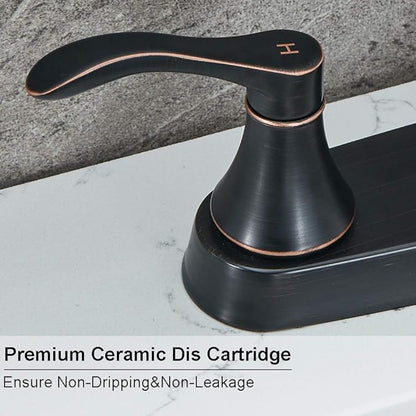 3 Hole or 4 Hole 2 Handle Kitchen Faucet with Side Sprayer, Commercial Lead-Free Oil Rubbed Bronze Kitchen Sink Faucets for Rv Sinks with High-Arc Spout & Side Sprayer, VADR0004H